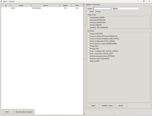 Usuários e permissões